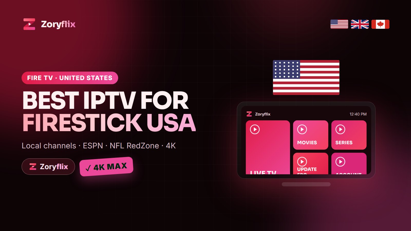 Best IPTV for Firestick USA 2026 - Zoryflix