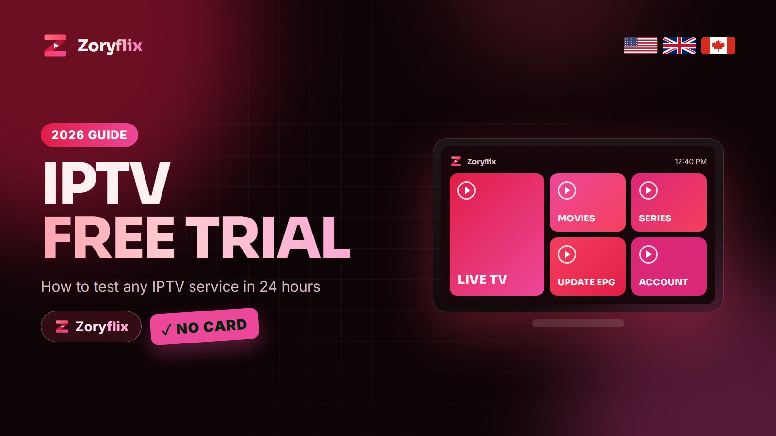 IPTV free trial 2026 guide by Zoryflix