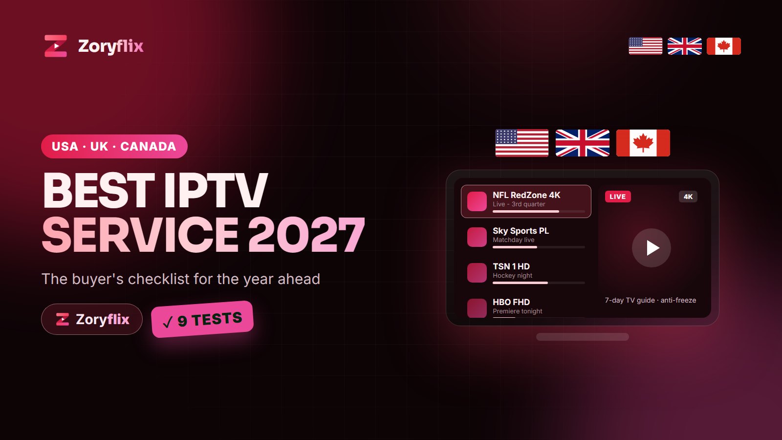 Best IPTV service 2027 USA UK Canada - Zoryflix