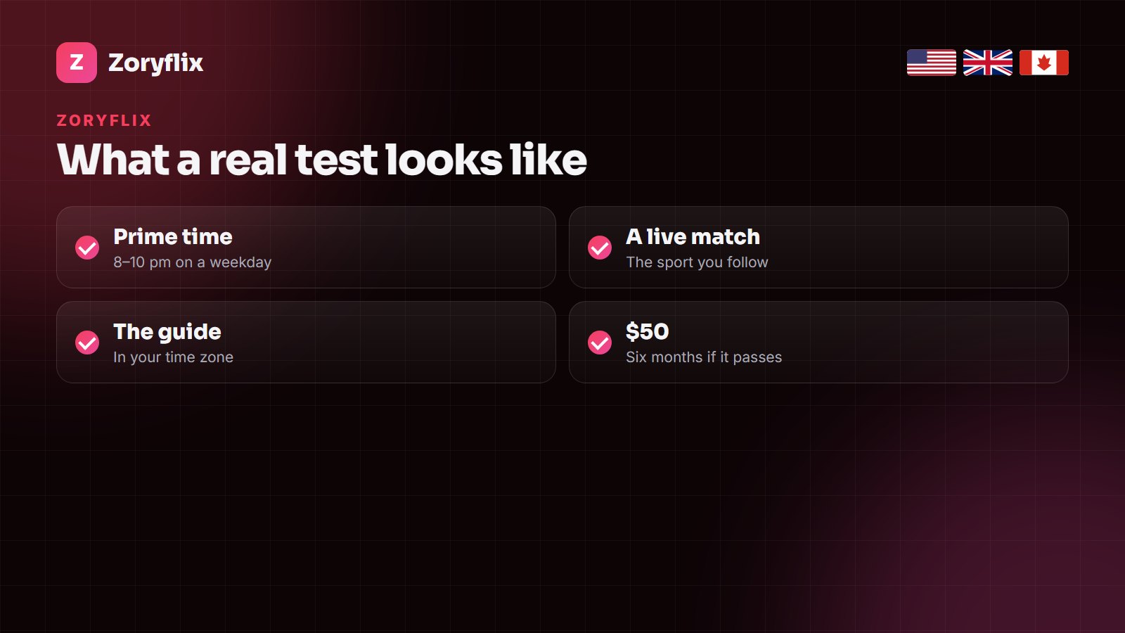 What to test during the Zoryflix free trial